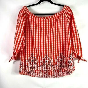 Crown and Ivy off shoulder PXL embroidered top